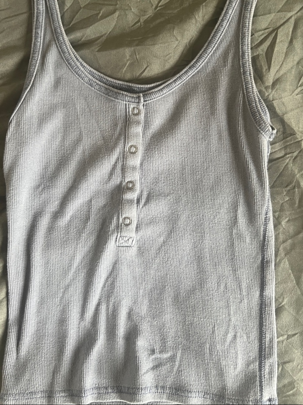 Abercrombie & Fitch Light Gray Ribbed Henley Tank